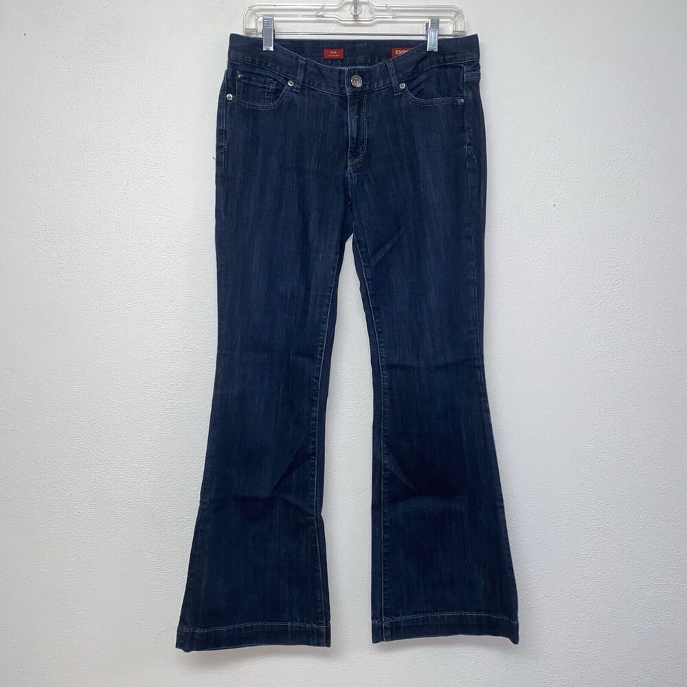 EXPRESS EVA FIT & FLARE Women's Ultra Dark Wash Denim Jeans Size 8 EUC